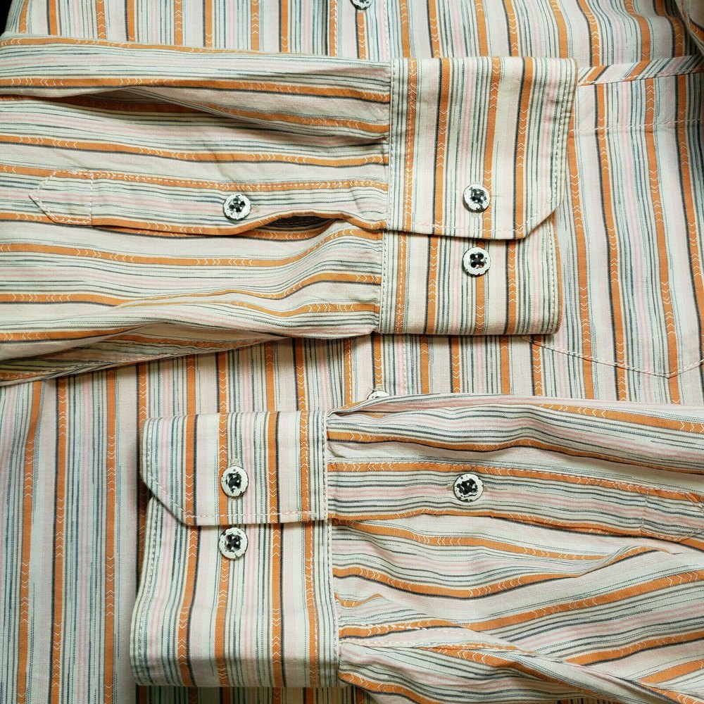 Tommy Bahama Mens Orange Pink Gray Stripe Long Sleeve Button Up Shirt Sz LG EUC - Picture 9 of 12